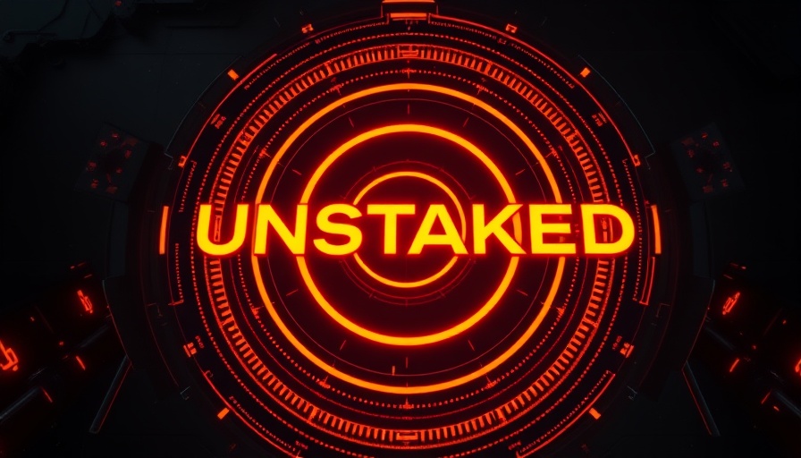 Futuristic Unstaked logo with orange glow for presale funding