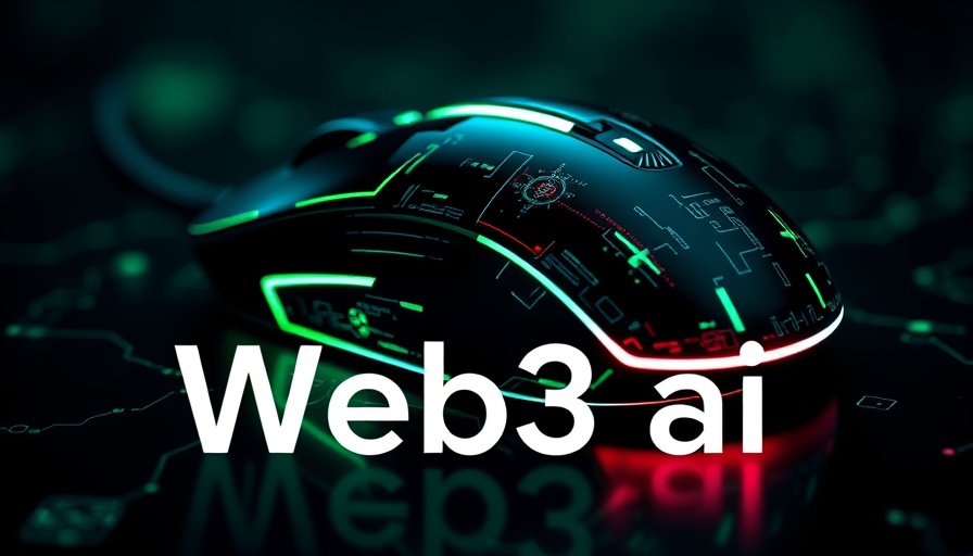 Futuristic digital mouse with Web3 AI text, technological graphics.