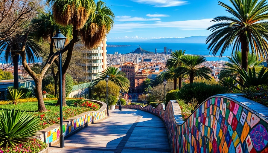 Bright mosaic view of Barcelona skyline, seeing Spain's icons without the rush.