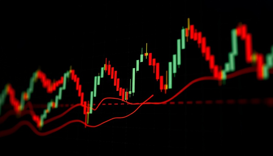 Bitcoin blockchain dominance shown in a detailed financial candlestick chart.
