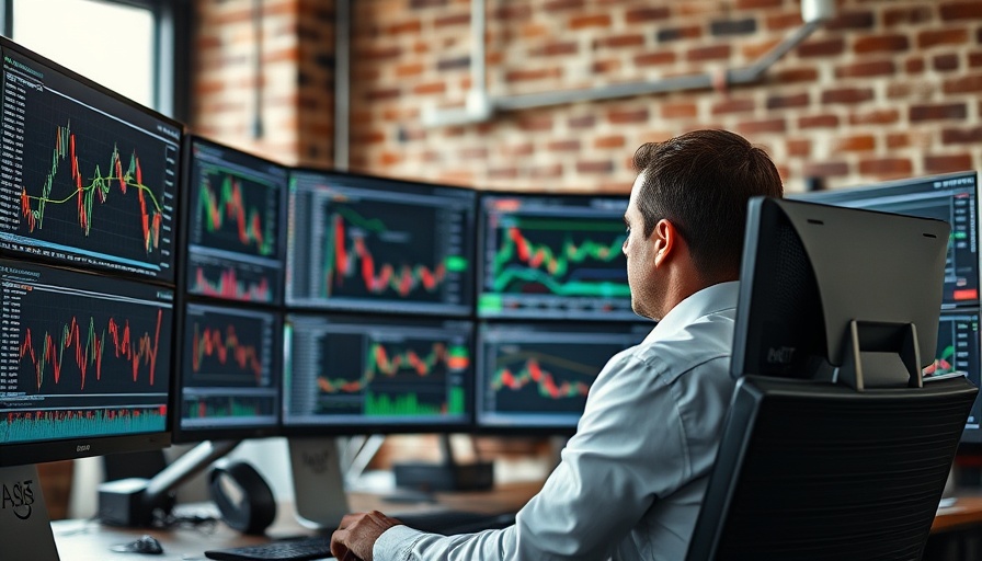 Trader setting up for today's session with stock charts.
