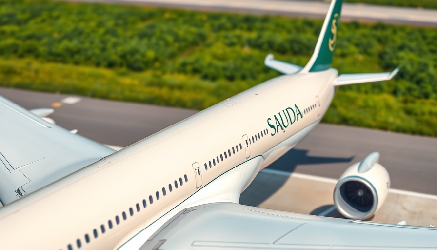 Saudia Airlines aircraft on runway, illustrating brand growth.