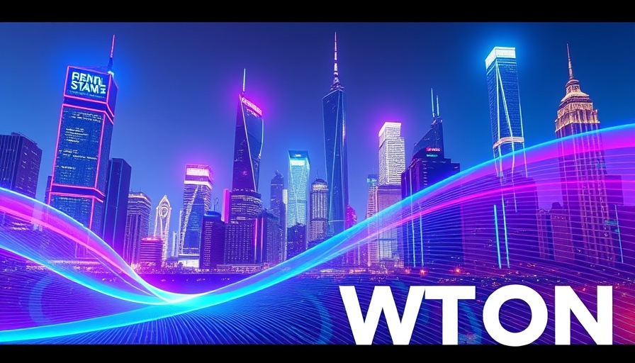 Futuristic skyline with digital wave, top crypto context.