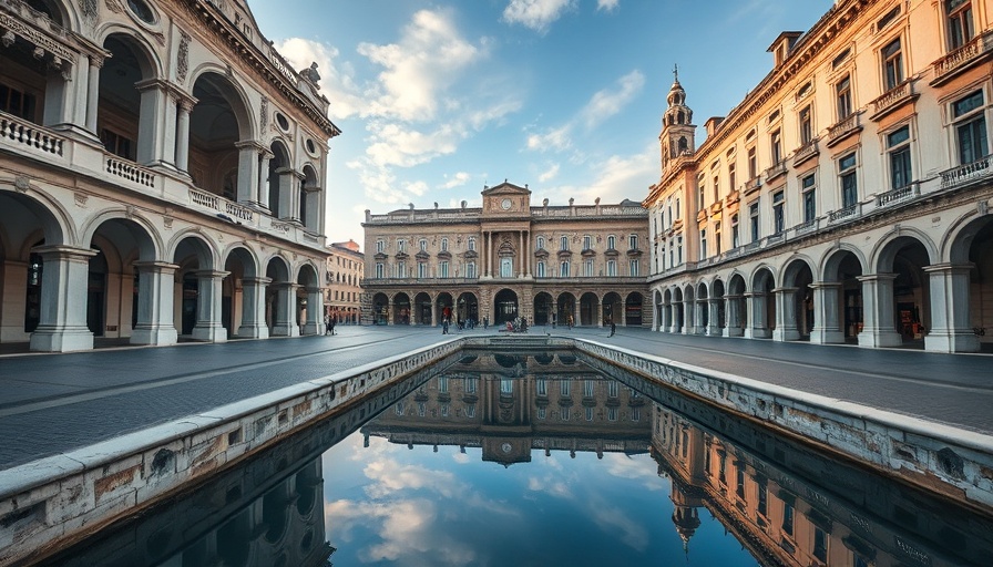 Historic Spanish plaza with grand architecture under blue sky.
