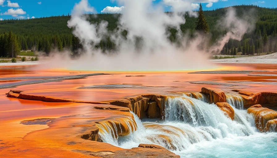 Steam rises over a geothermal spring in Yellowstone National Park.