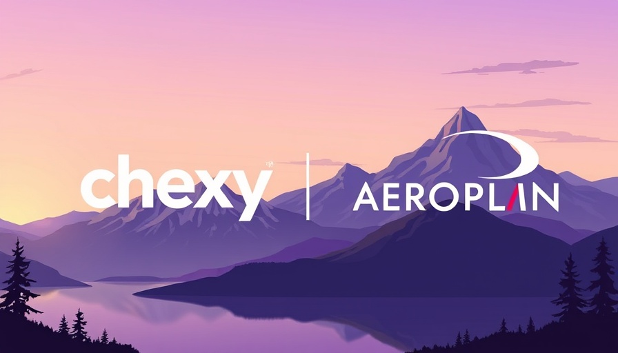 Earn 10,000 Aeroplan Points with Chexy promotion image showing logos over a scenic mountain landscape.