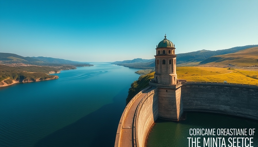 Aerial view of Elan Valley dam surrounded by tranquil landscape