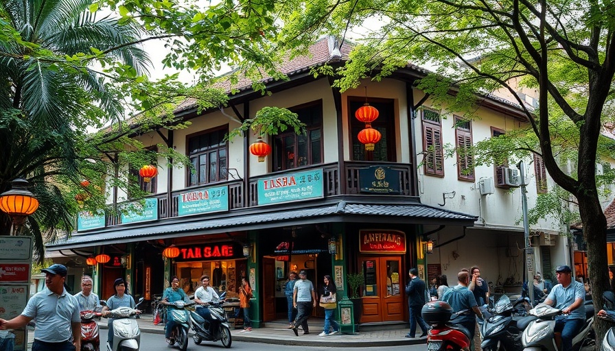 Quaint street with tourists in Tainan, Taiwan exploring local attractions.