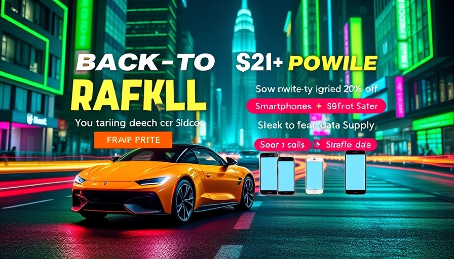 Smart Back-to-School Raffle promo with grand prizes and neon city.