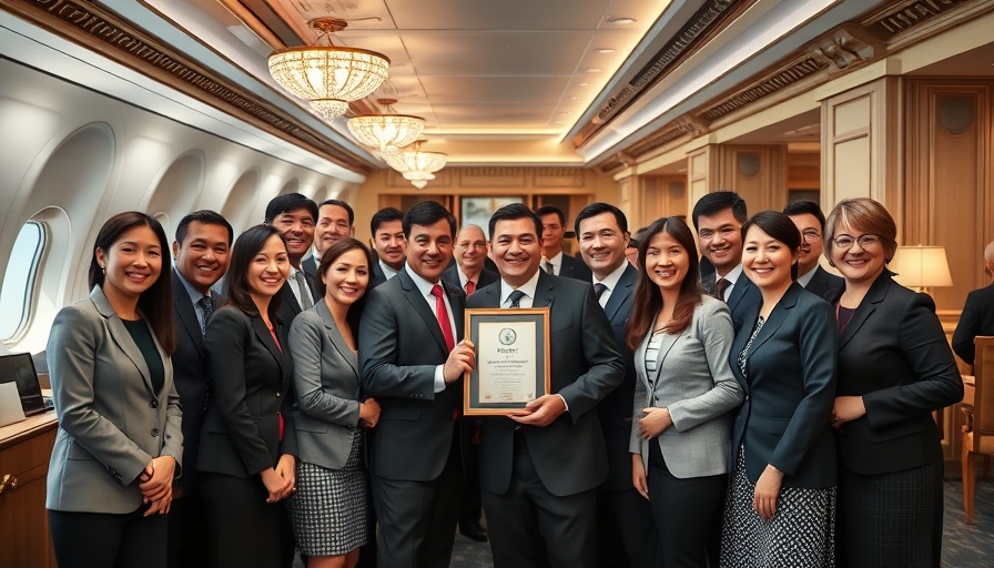 Group of airline staff celebrating award for World's Best Low-Cost Airline.