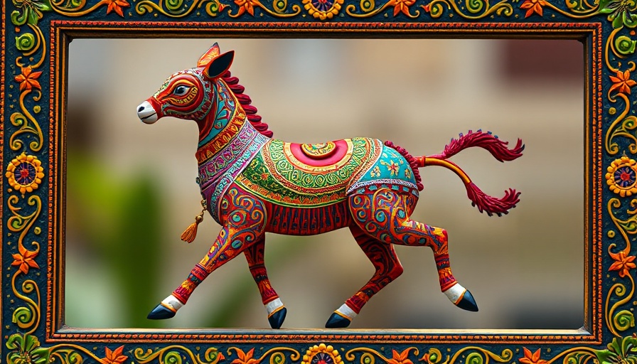 Traditional Rajasthani art depicting a stylized animal in vibrant colors.