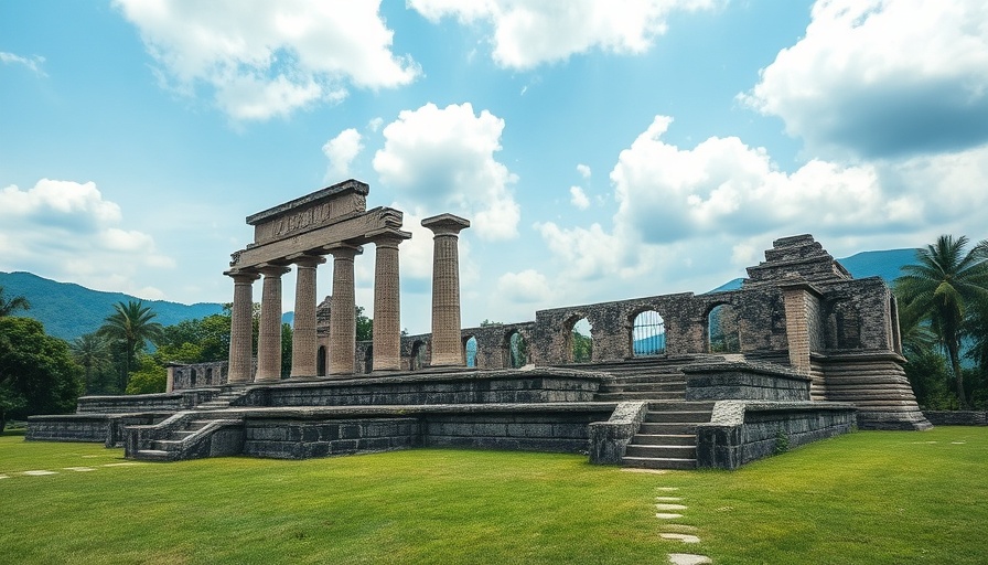Ancient temple near Srinagar under blue sky, historical architecture.