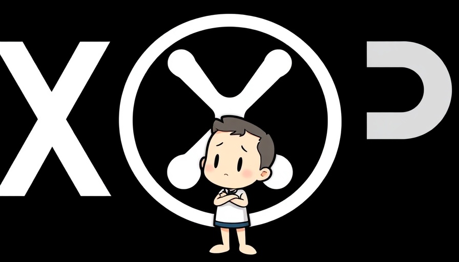 Cartoon character in front of XRP logo, Arthur Britto XRP theme