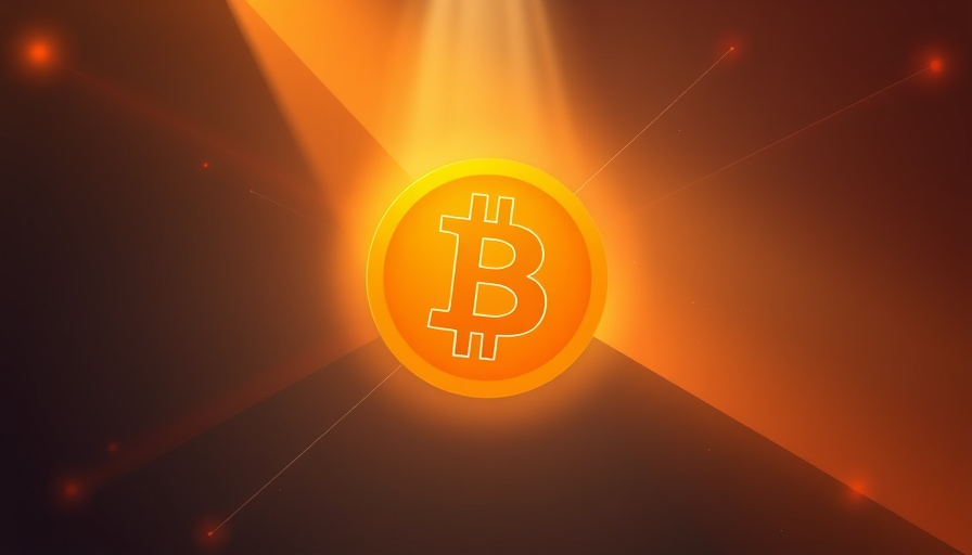 Abstract illustration of a Bitcoin symbol with warm spotlight, Green Minerals Bitcoin investment.