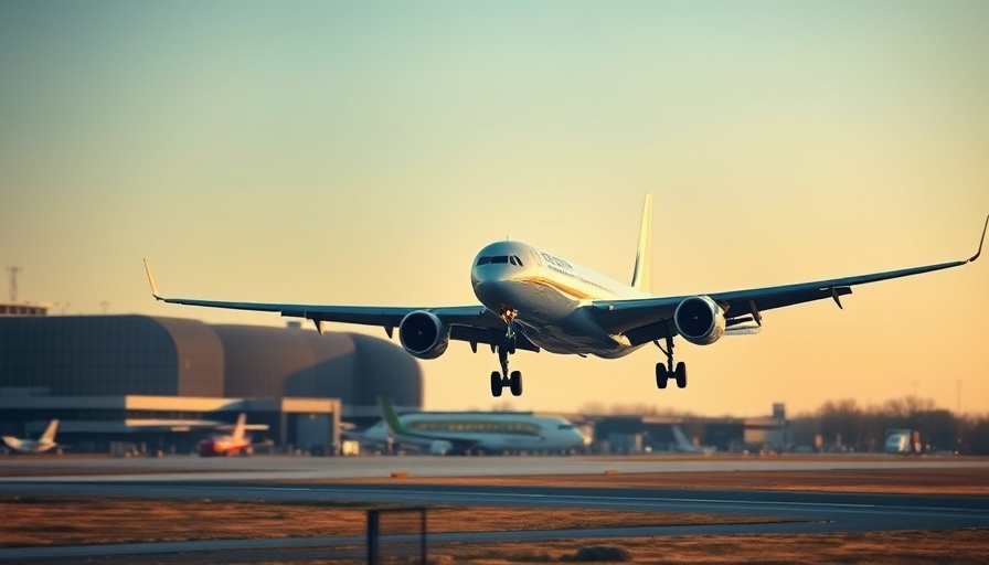 Passenger airplane taking off at dawn, showcasing aviation growth.