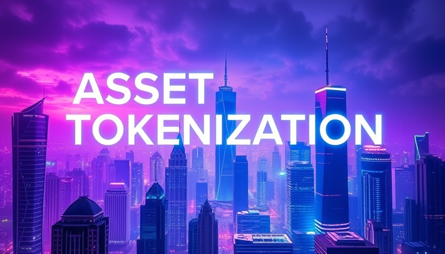 Futuristic city with neon skyline discussing asset tokenization.