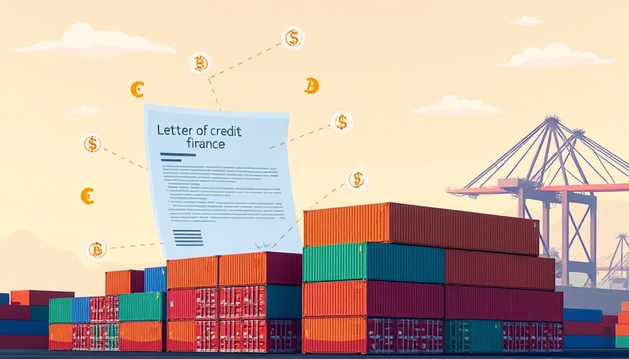 Tokenised trade finance illustration with shipping and blockchain.
