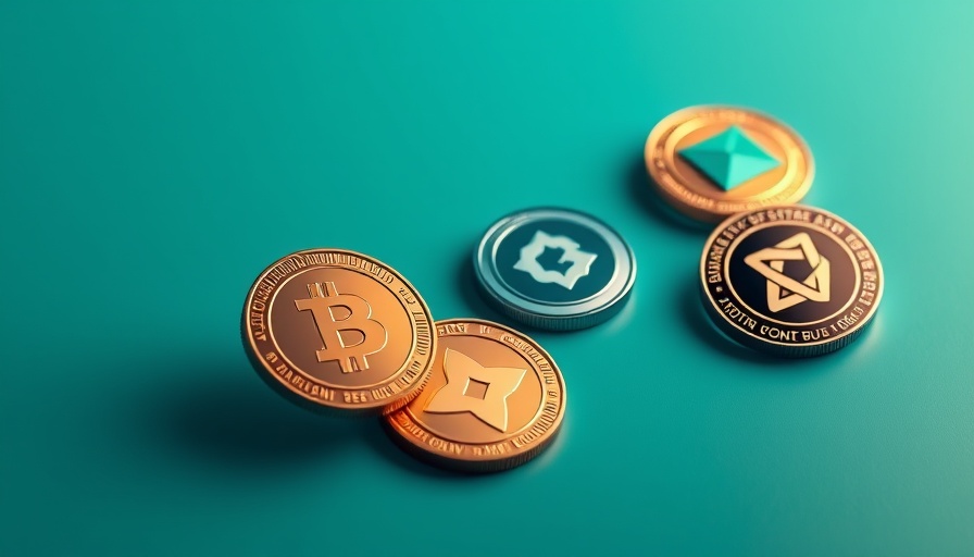 Glossy digital tokens representing tokenized stocks in teal.