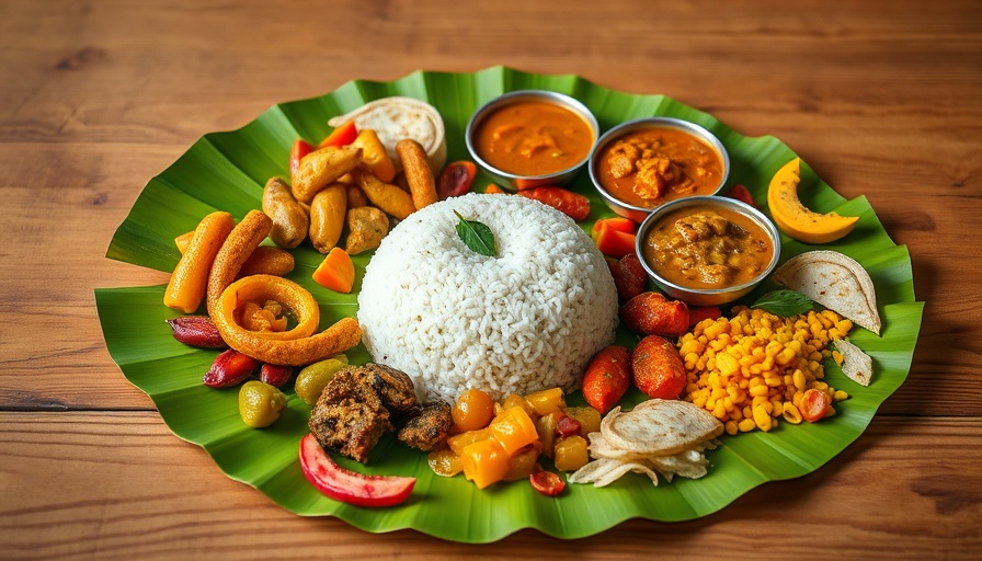 Traditional Kerala vegetarian meal on banana leaf, best vegetarian food in Kerala.