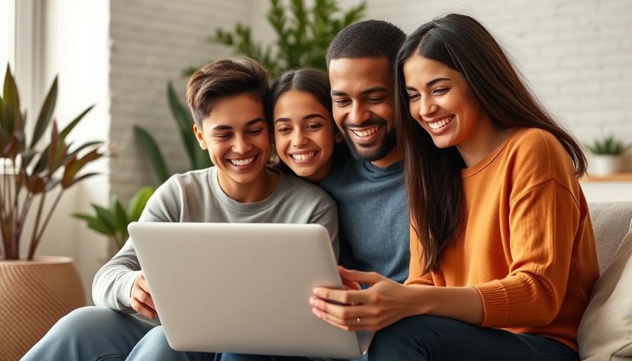 Family enjoying extra cash from one less bill with bright smiles at home.