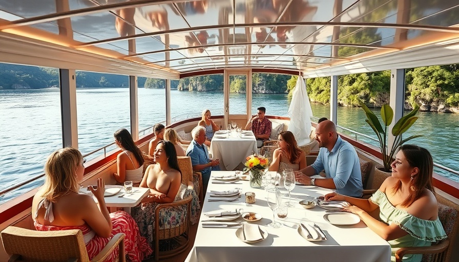 Luxurious Spice Routes Cruise on tranquil waters with elegant setup.