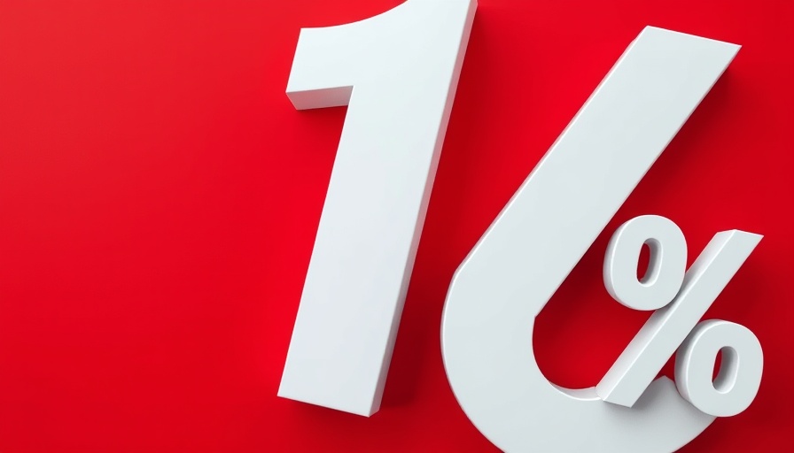 White 10% symbol on red background, modern design for 10%+ Yielding BDCs.