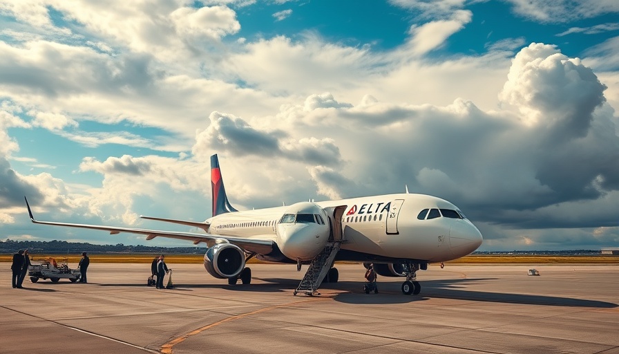 Delta plane with passengers boarding highlighting profit boost strategies.