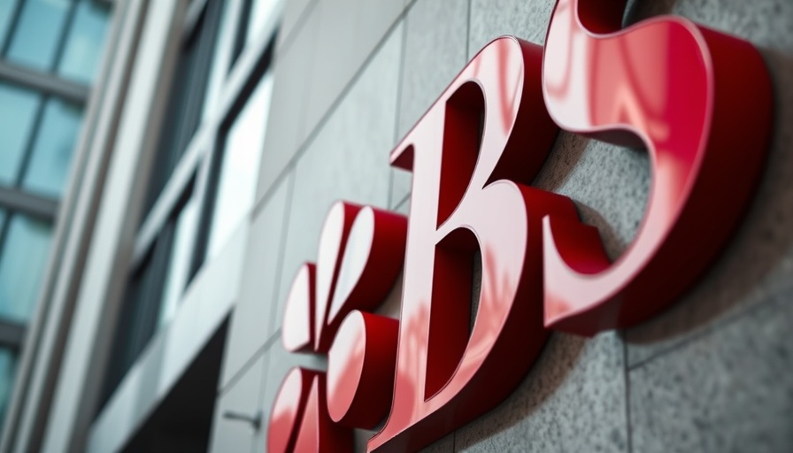 UBS logo on building facade in corporate setting.