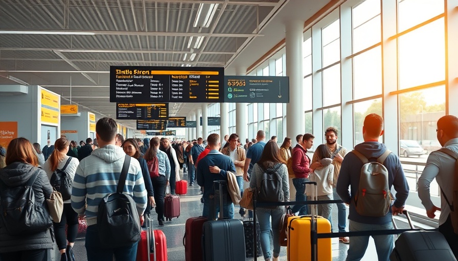 Travelers at Larnaca Airport shuttle for bus to Limassol.
