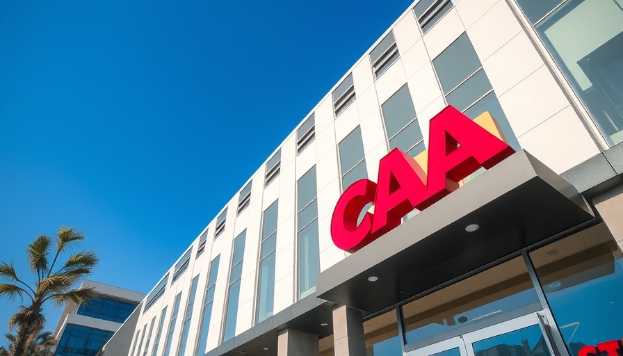 Modern CAA building exterior under clear sky showing travel services.