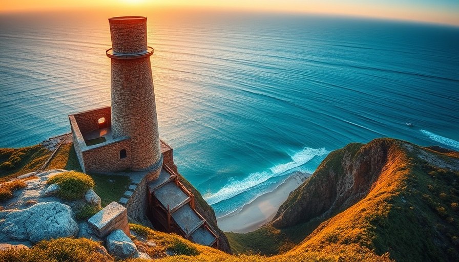 Historic mining structure in Cornwall, sunset view, coastal beauty.
