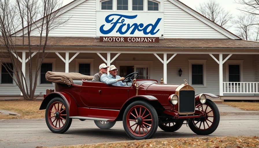 Vintage Ford car at historical Ford Motor Company site, Michigan.