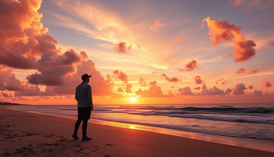 Tranquil sunset on beach, one of the sunniest places in the UK.