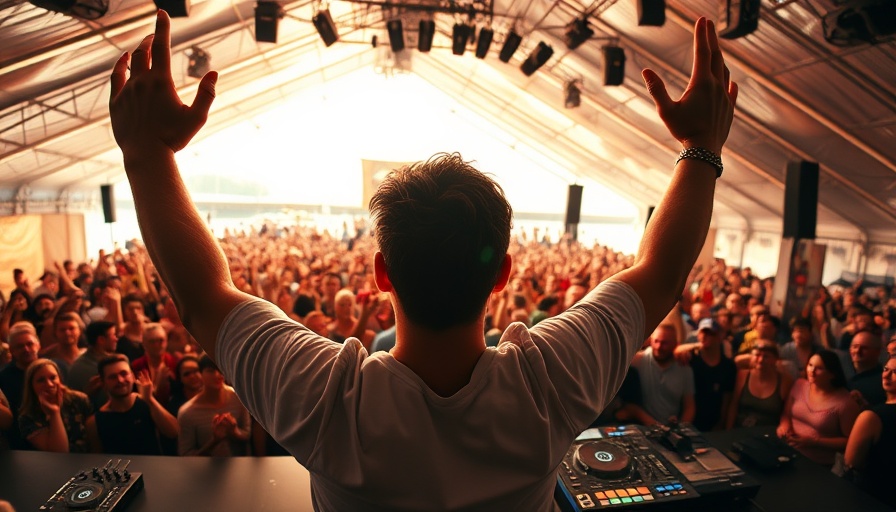 DJ energizing crowd at Sónar Festival 2025 with raised arm.