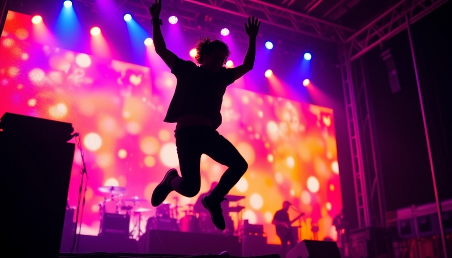 Primavera Sound 2025 concert silhouette with colorful backdrop.