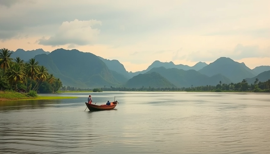 Serene river and mountains in Kampot travel guide
