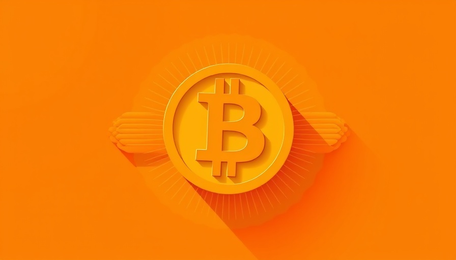 Bitcoin symbol on abstract orange background, minimalistic design.