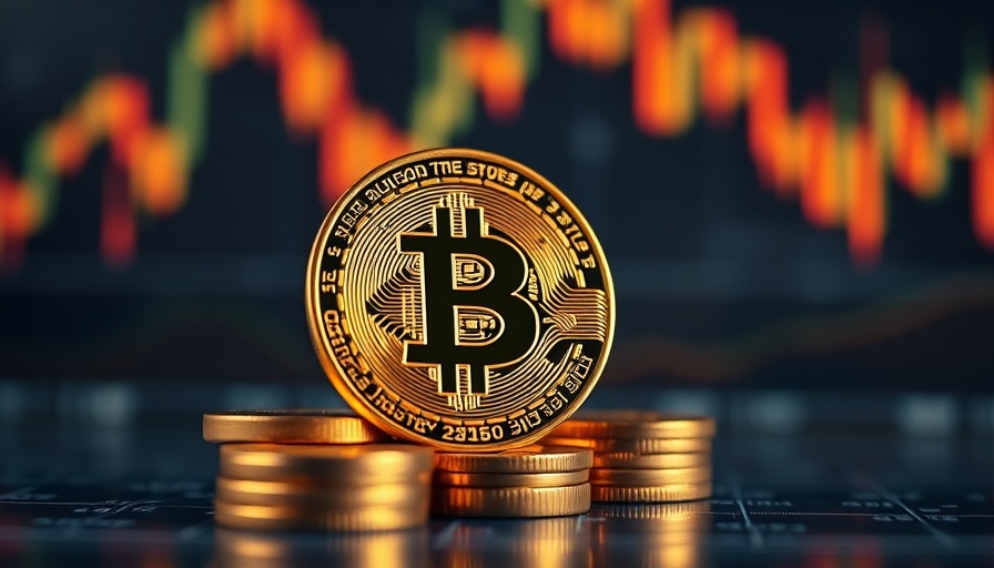 Close-up of Bitcoin coin against financial chart highlighting decline in volatility.