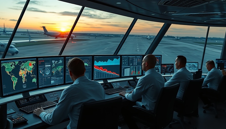 AI in aviation: Modern control room with aircraft in background