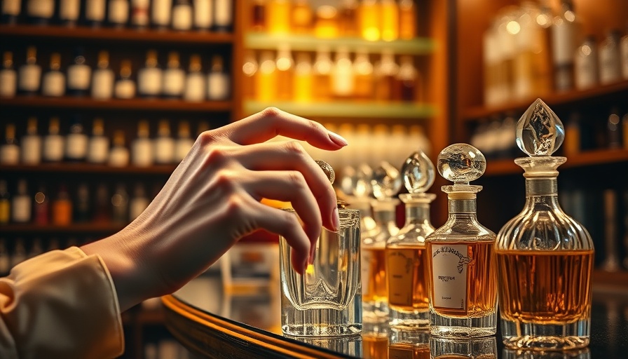 Hand testing perfume in vintage crystal bottles, Puig Brands Investment Opportunities.