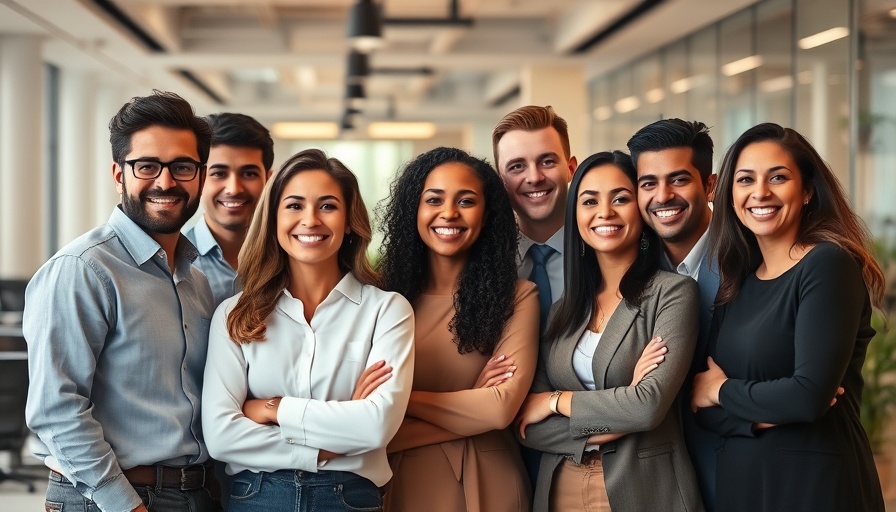Team of professionals in a modern office setting, AI-powered travel booking.
