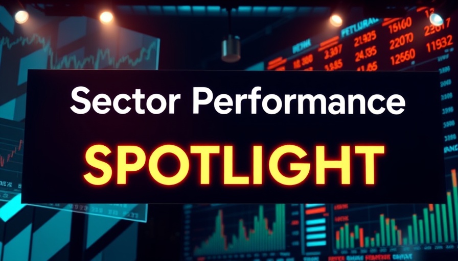 Futuristic digital banner highlighting sector performance trading, with tickers.