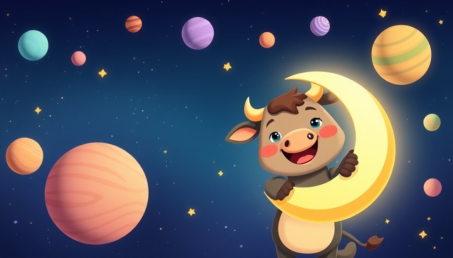 Cute cartoon bull with crescent moon for MoonBull whitelist meme coin.