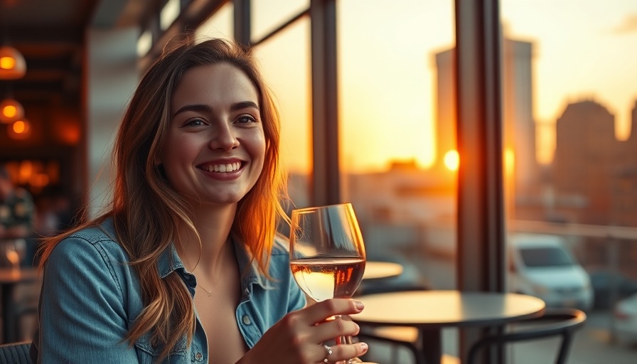 Woman enjoying Rotterdam nightlife at a stylish rooftop bar.
