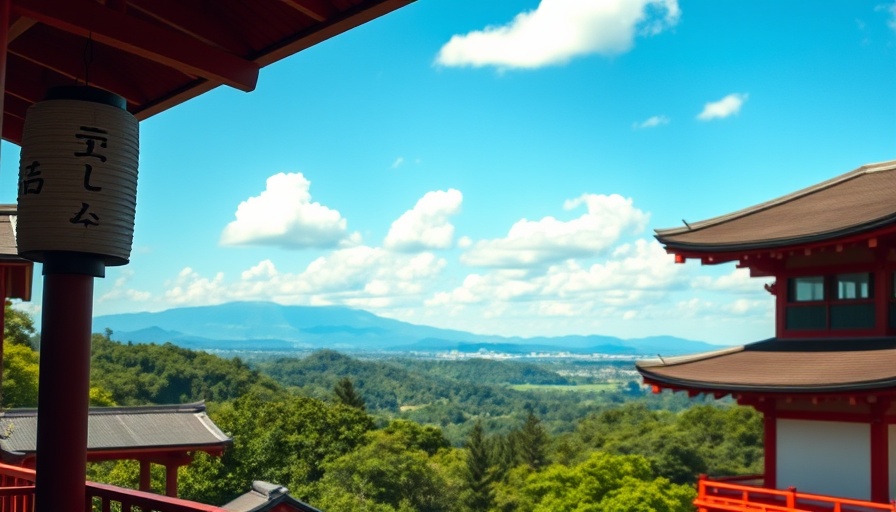View of Kansai Region with lanterns and temple roof, travel guide