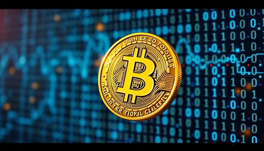 Bitcoin in digital matrix symbolizing financial growth.