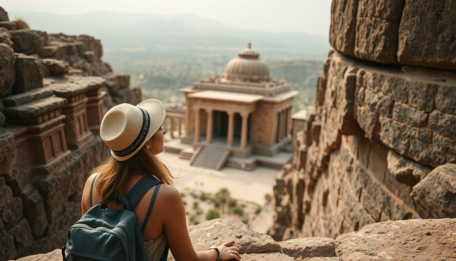 Traveler enjoying view of UNESCO heritage temple site.