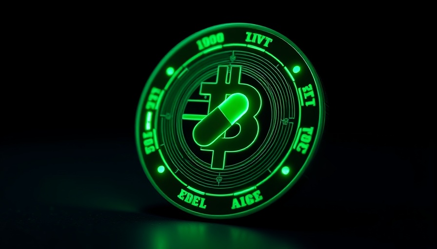 Glowing digital Pump.Fun coin with pill icon on dark background