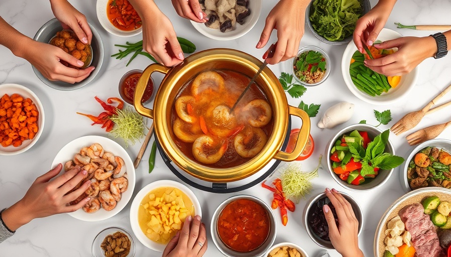 Dragon Court Hot Pot Experience with vibrant ingredients and sauces