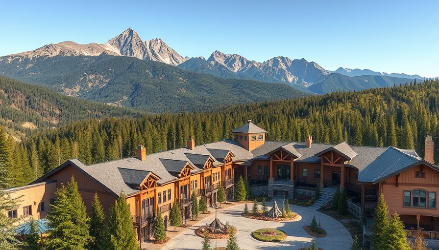 Mountain resort in lush forest with panoramic peaks, 7x Marriott Bonvoy points.